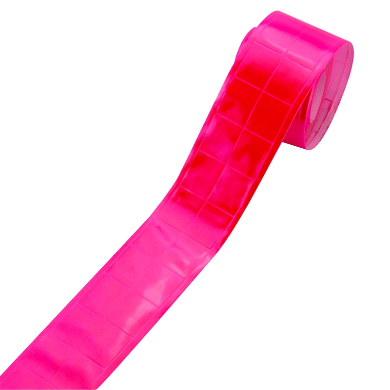 Rozā rūtainā PVC atstarojošā lente apģērbam