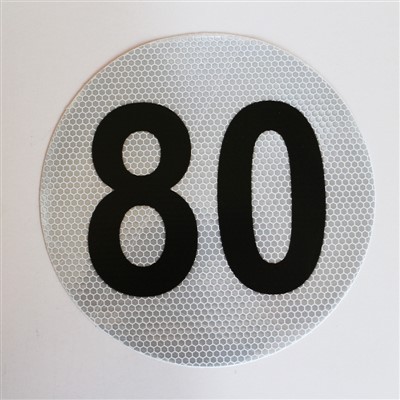 80 KM/H Balta šūnveida atstarojoša ātruma ierobežojuma uzlīme